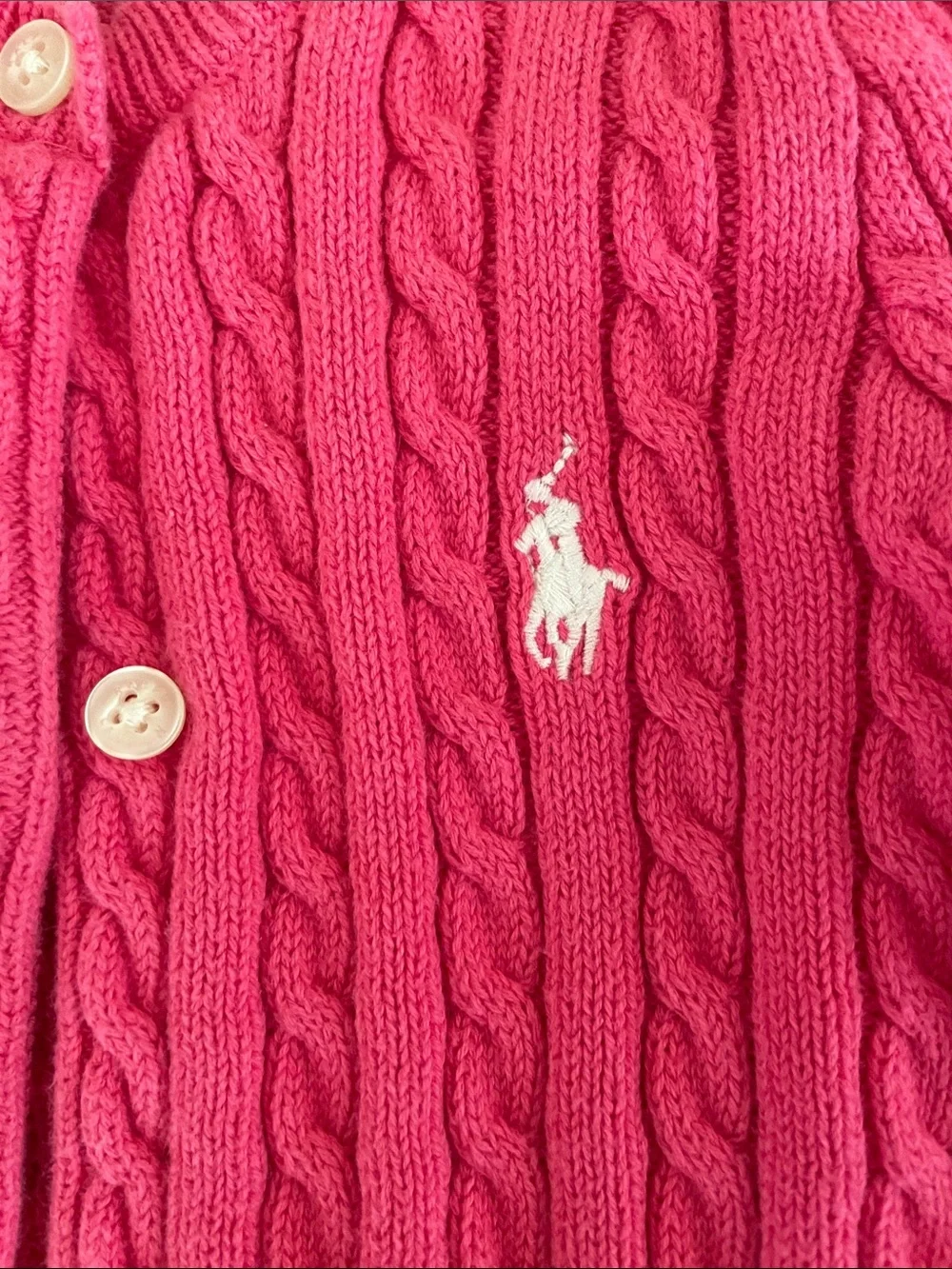 Ralph Lauren Hot Pink Cable-Knit Cotton Cardigan 6 Months.